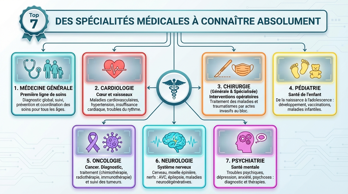 Présentation des 7 spécialités médicales