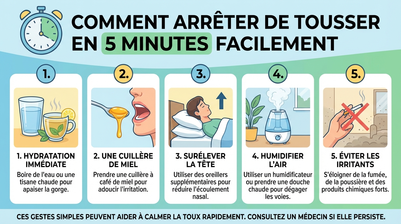 5 solutions pour arrêter de tousser rapidement