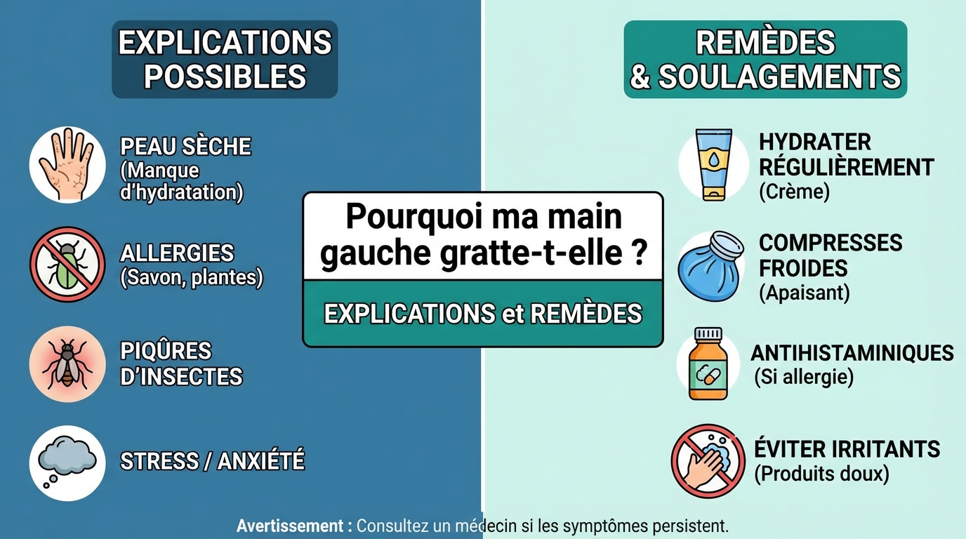 Quelles sont les causes de la démangeaison de la main gauche ?
